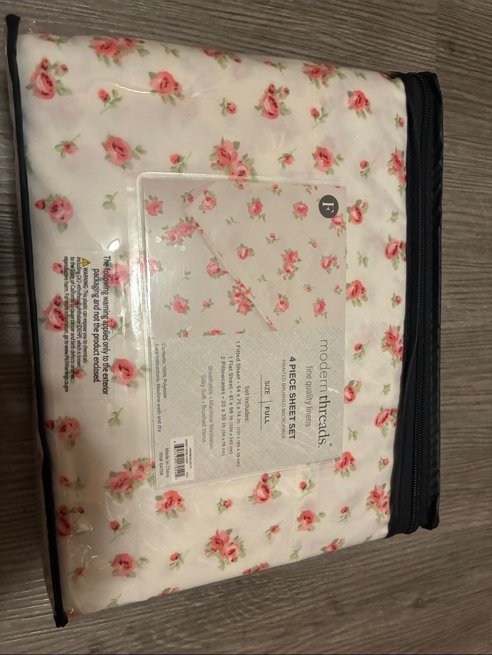 Modern Threads Pink Rose Full Sheet Set - Floral Bedding